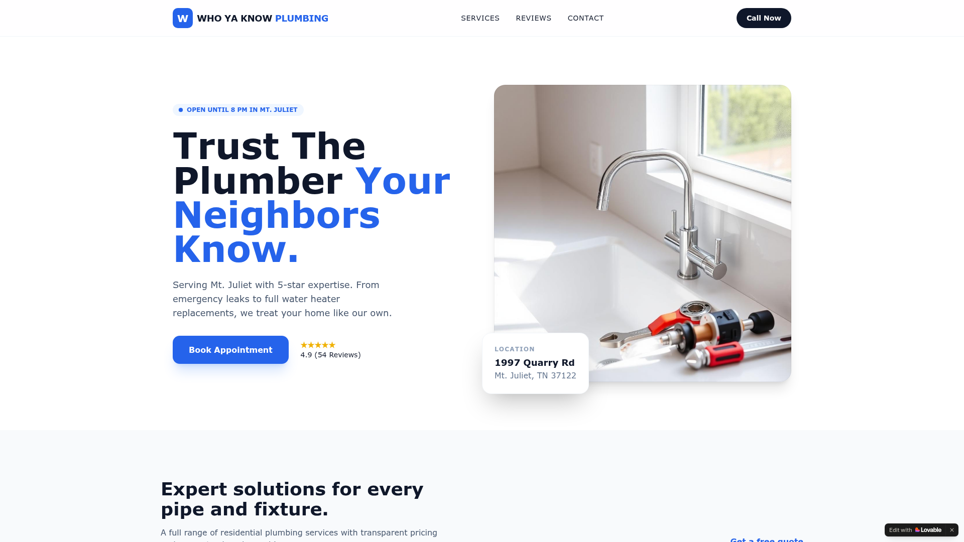 Who Ya Know Plumbing website